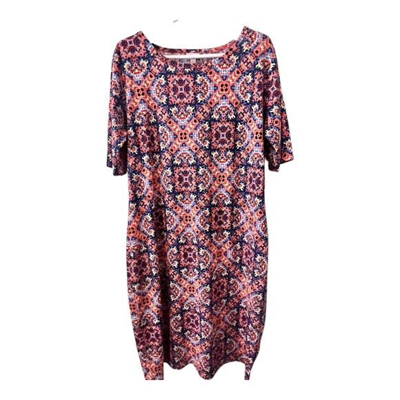 Lularoe Julia Short Sleeves Midi Dress Kaleidoscope Pattern Size 3XL - Picture 1 of 5